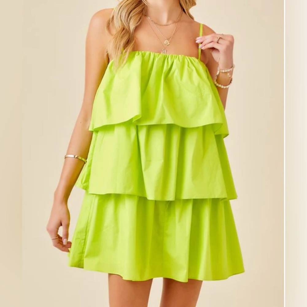 NWT tiered lime mini dress from day + moon